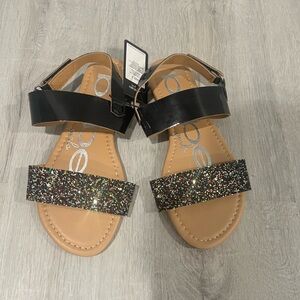 bebe Black and Glitter Kids Sandals